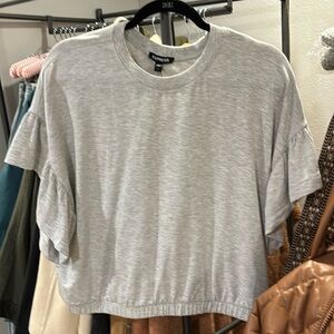 Express -Short Ruffle Sleeve Banded Bottom Sweatshirt size L
